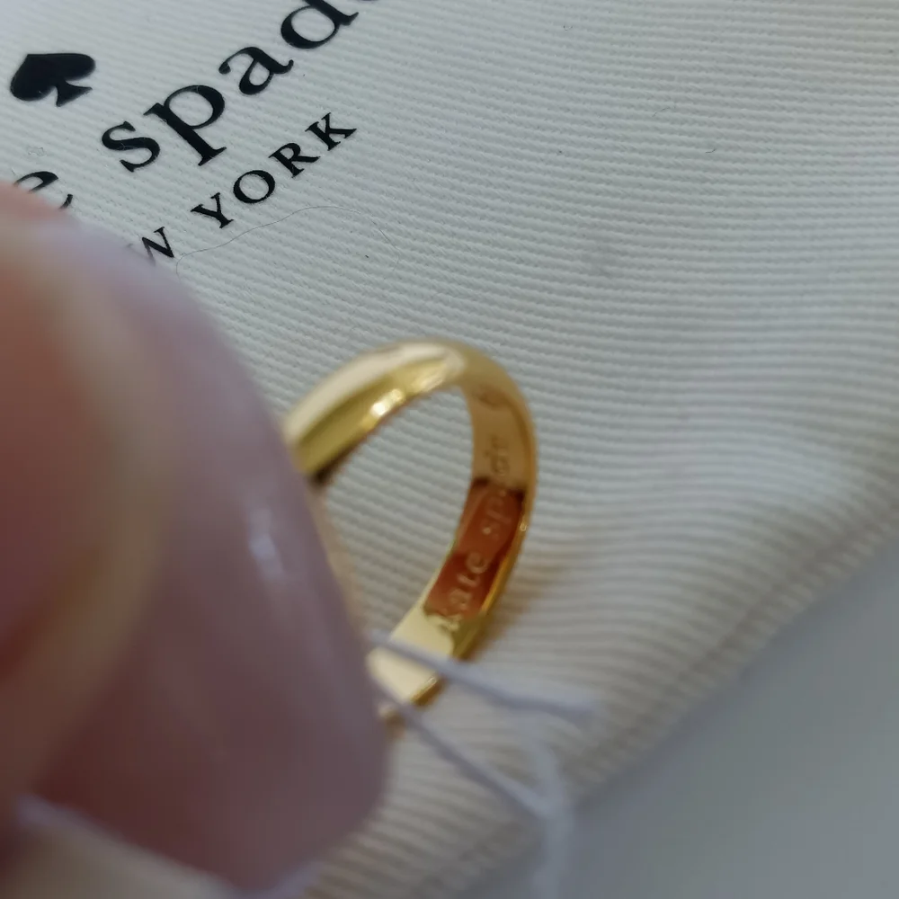 NWT Kate Spade Open Heart  Pink Quartz Stone + Goldtone Ring Size 6